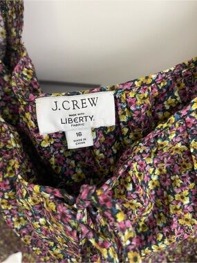 J. Crew Purple Floral Puff-Sleeve Peplum Blouse
